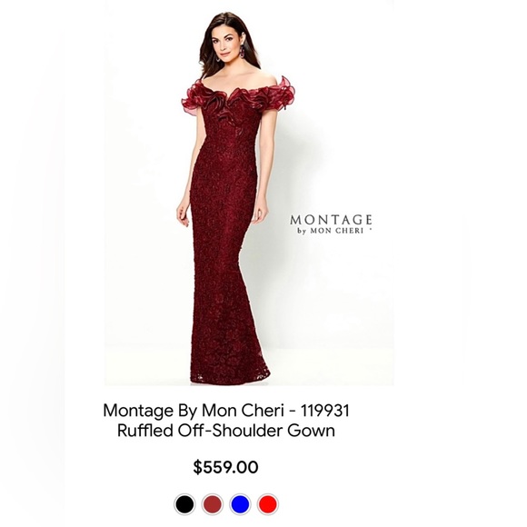 MOTHER OF THE BRIDE Montage by Mon Cheri Cranberry Lace/Organza Gown #119931 - Picture 10 of 10